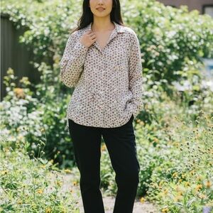 VTG 80s Maria Rosa Floral Print Long Sleeve Viscose Button Up Women's Shirt M